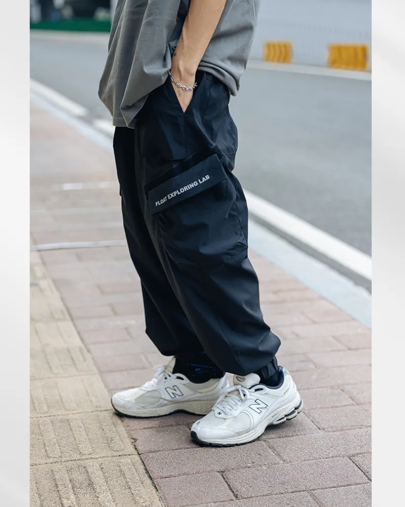Cyberpunk Wing Shape Functional Woven Cargo Pants
