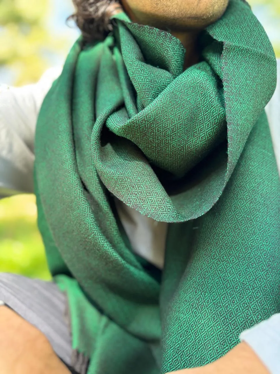 Dark green wool scarf