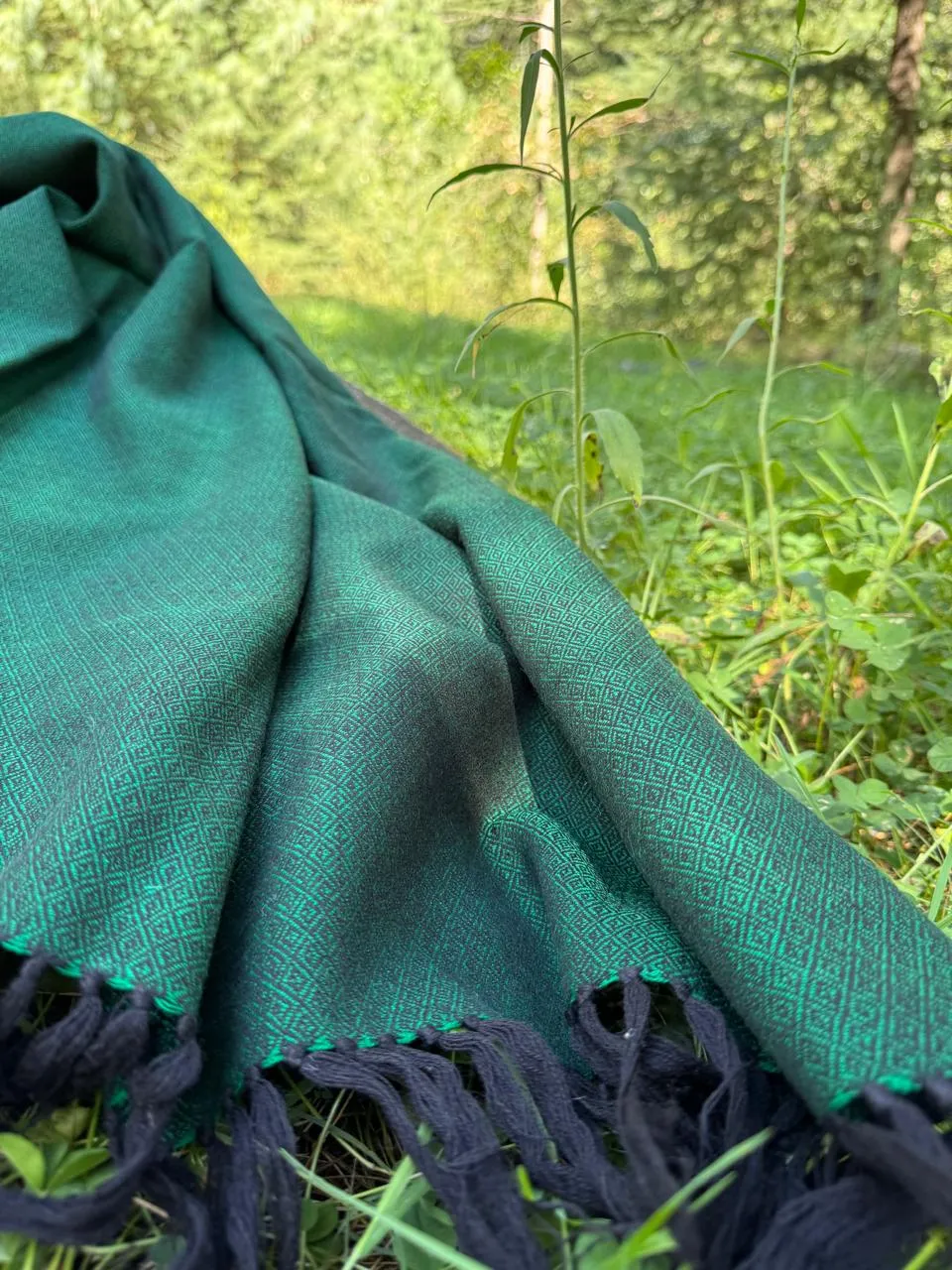 Dark green wool scarf
