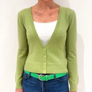 Dark Pistachio Green Cashmere Cardigan Small