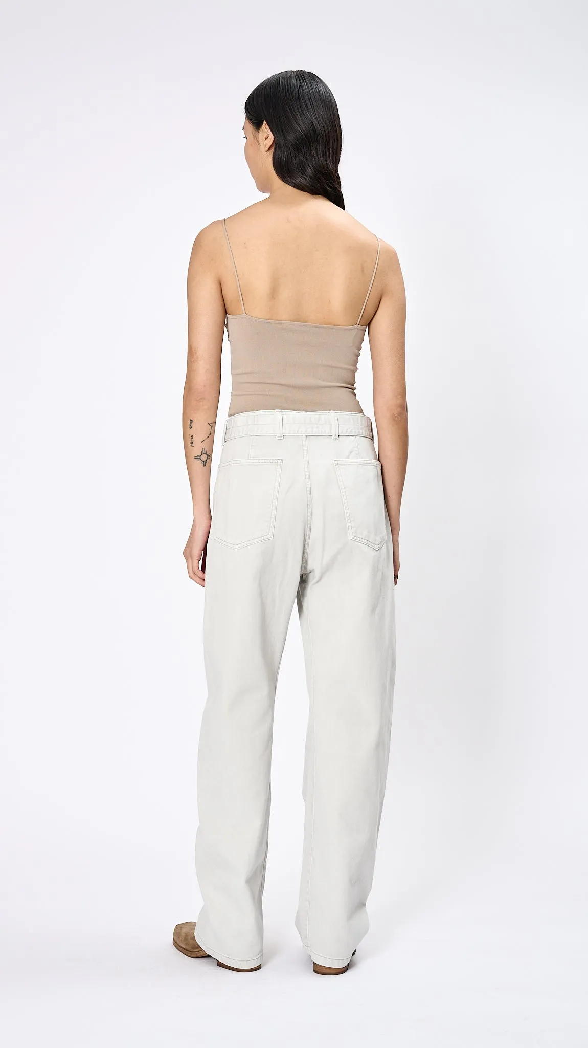 Darted Fitted Tank Top in Greige