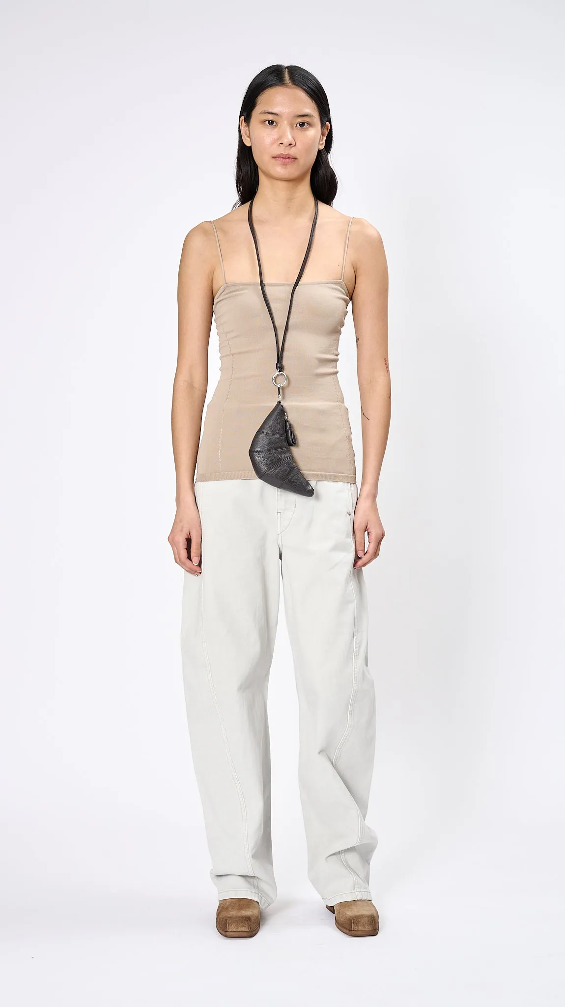 Darted Fitted Tank Top in Greige