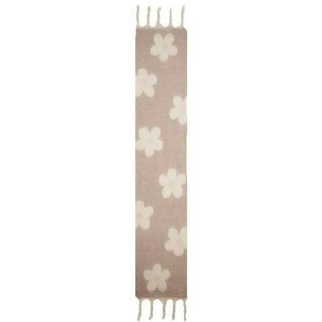 Dents Reversible Floral Blanket Tassel Scarf - Natural Cream