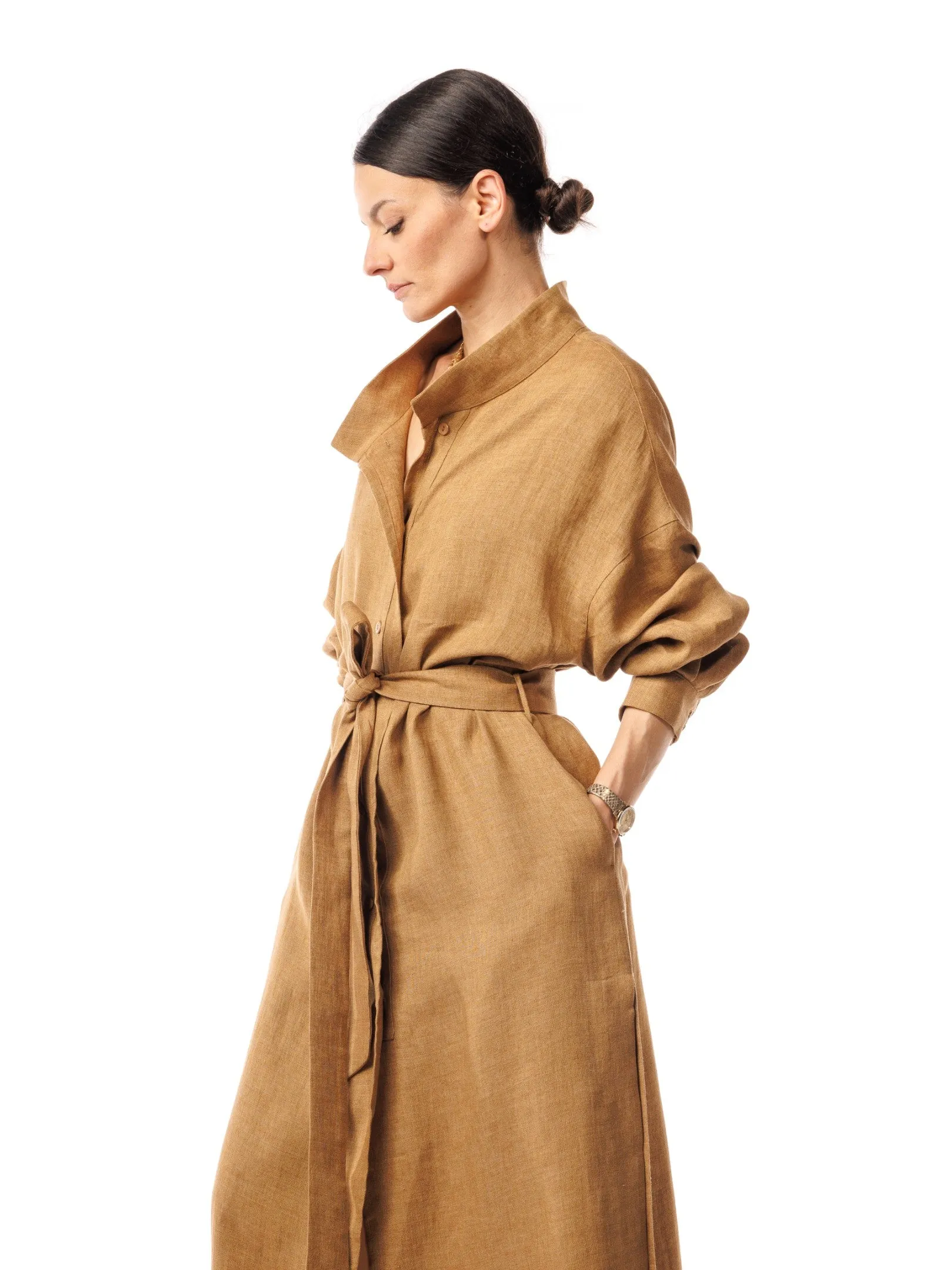 Desert Dream Linen and Silk Cape Dress