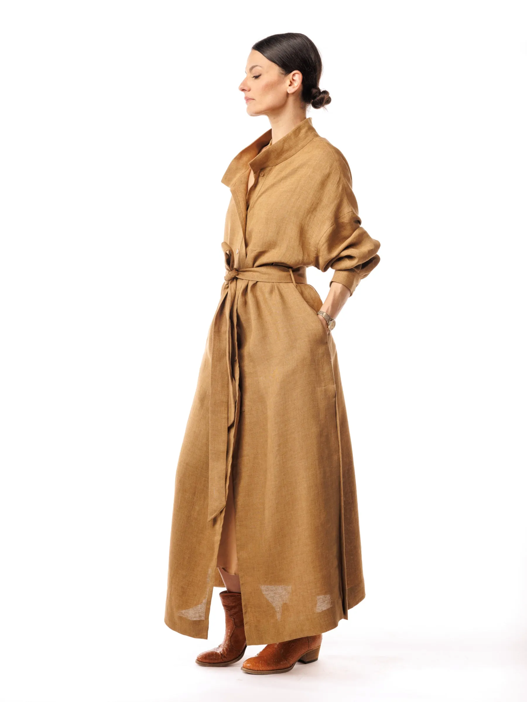 Desert Dream Linen and Silk Cape Dress