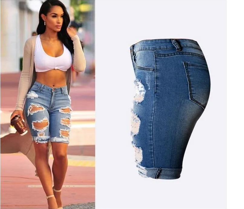 Distressed Knee High Pants