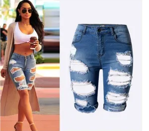 Distressed Knee High Pants