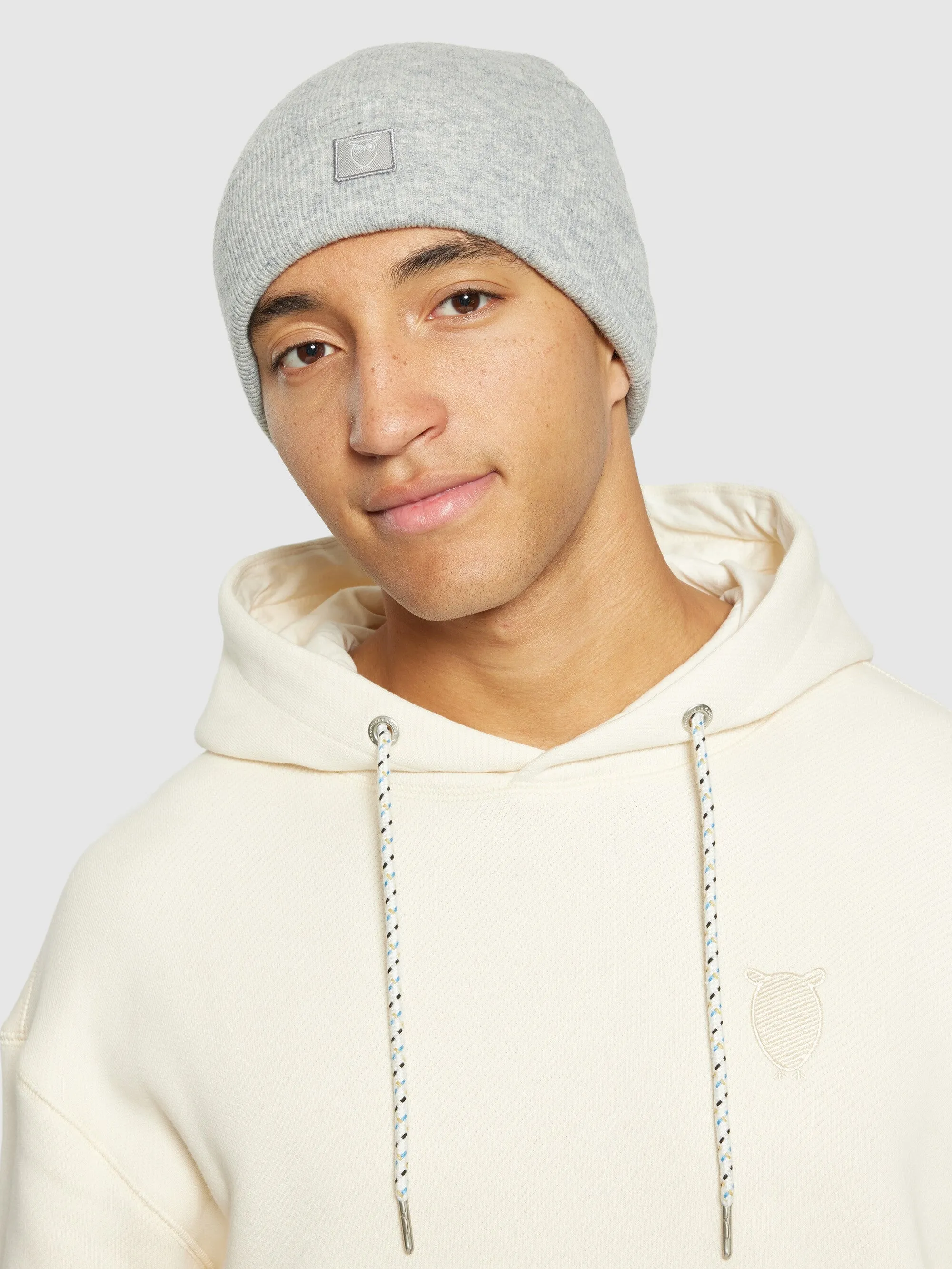Dobbeltlags uld hue - Grey Melange