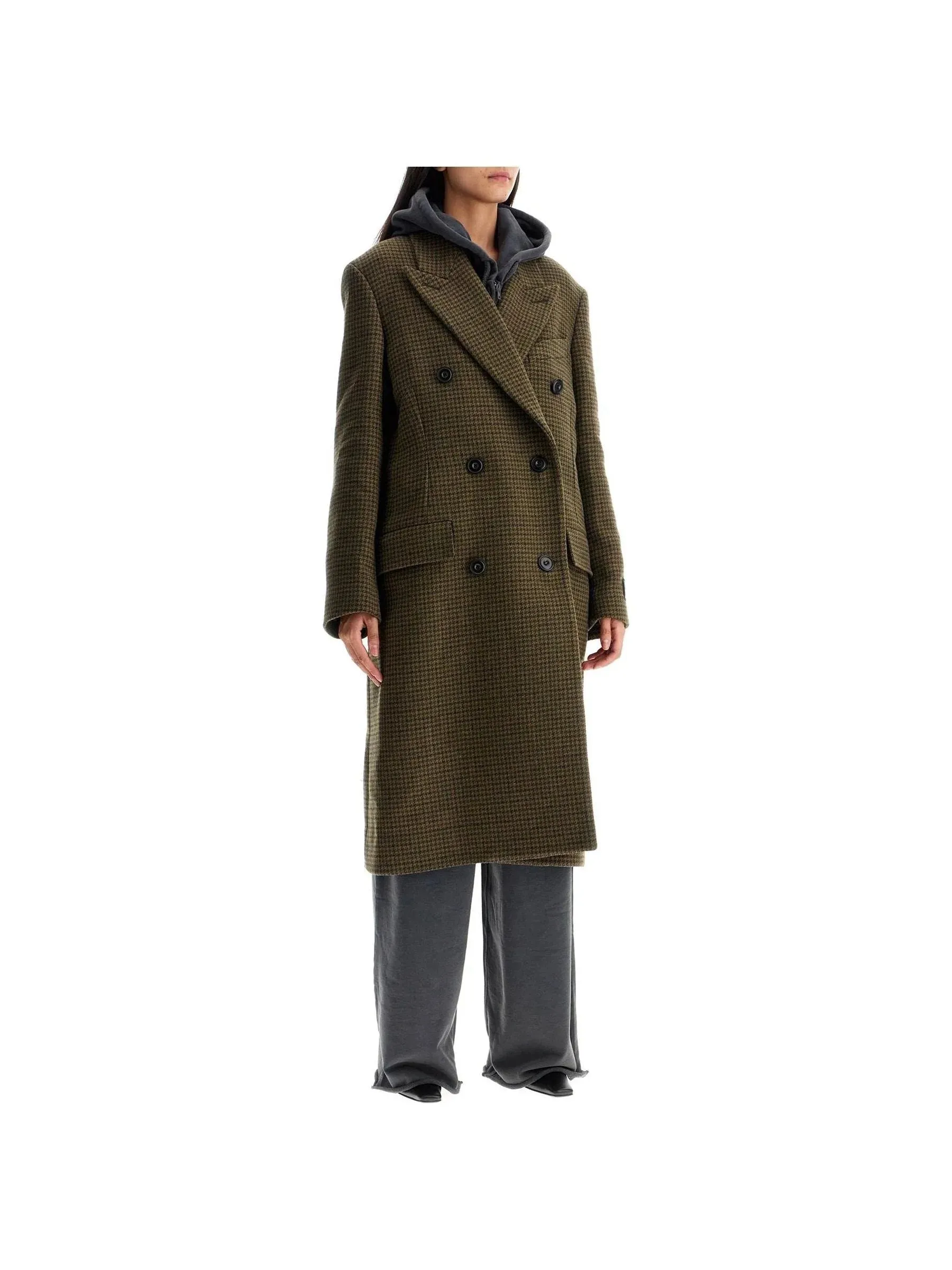 Double-Breasted Hound Tweed Overcoat