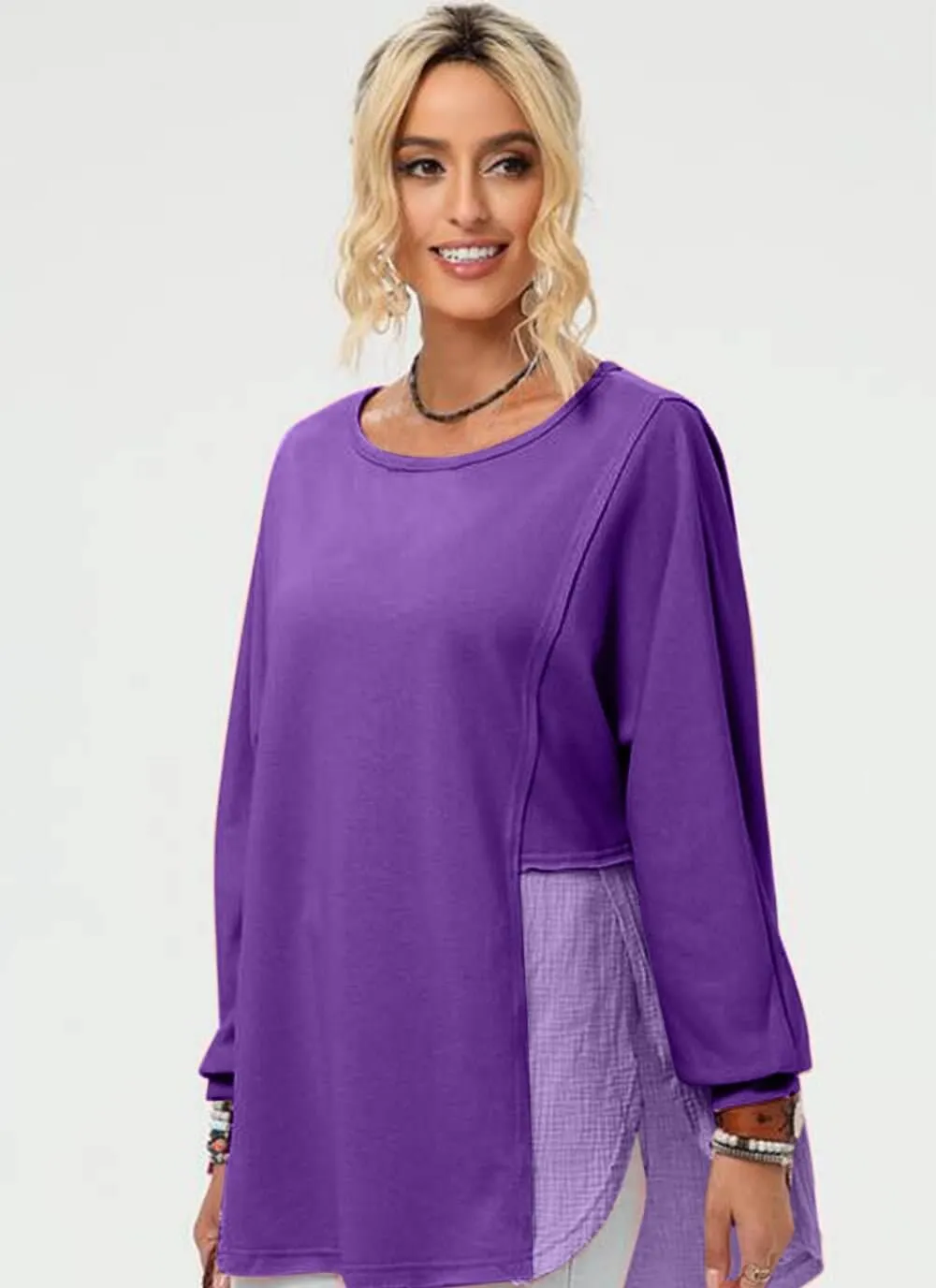 Double Take Full Size Long Sleeve High-Low T-Shirt