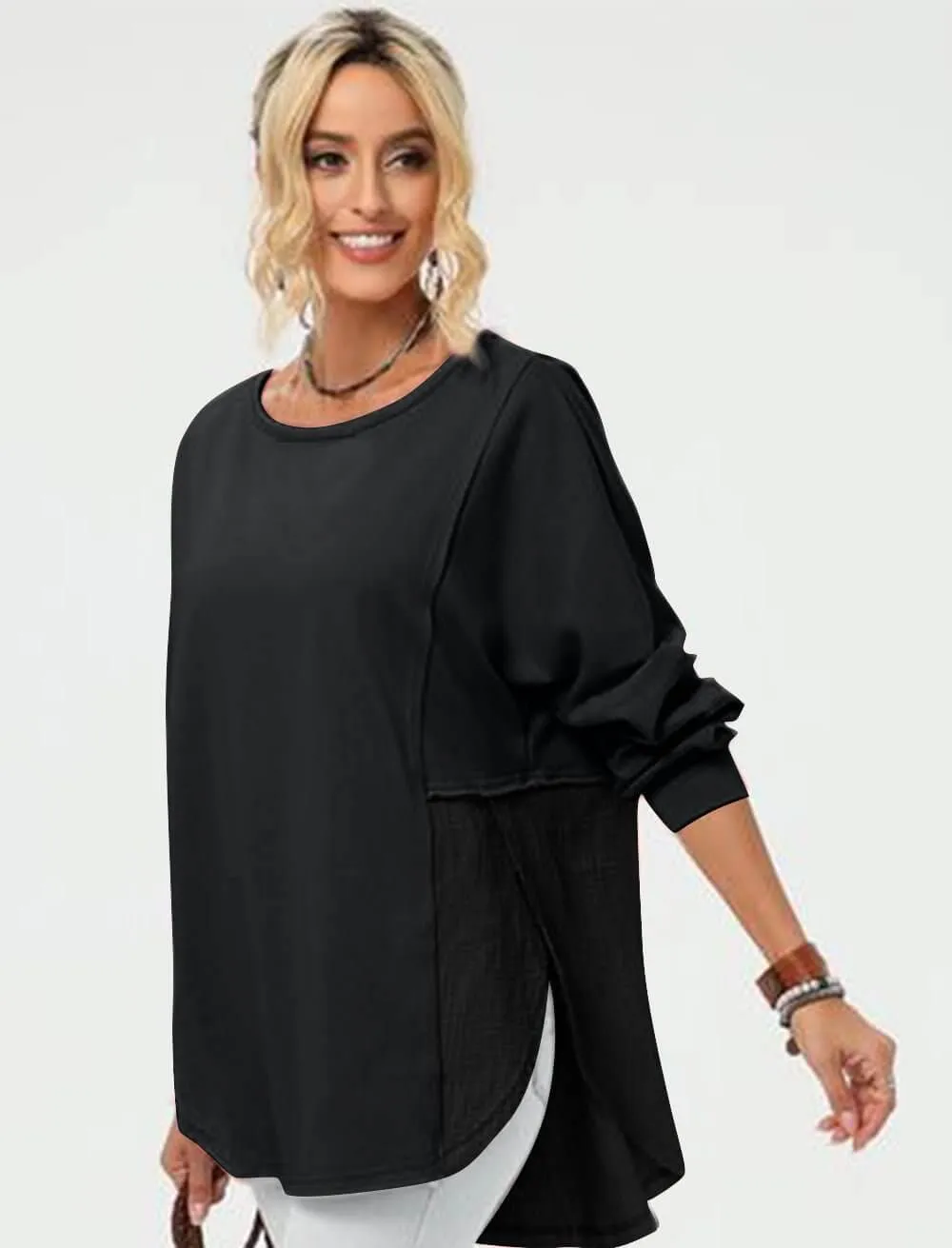 Double Take Full Size Long Sleeve High-Low T-Shirt