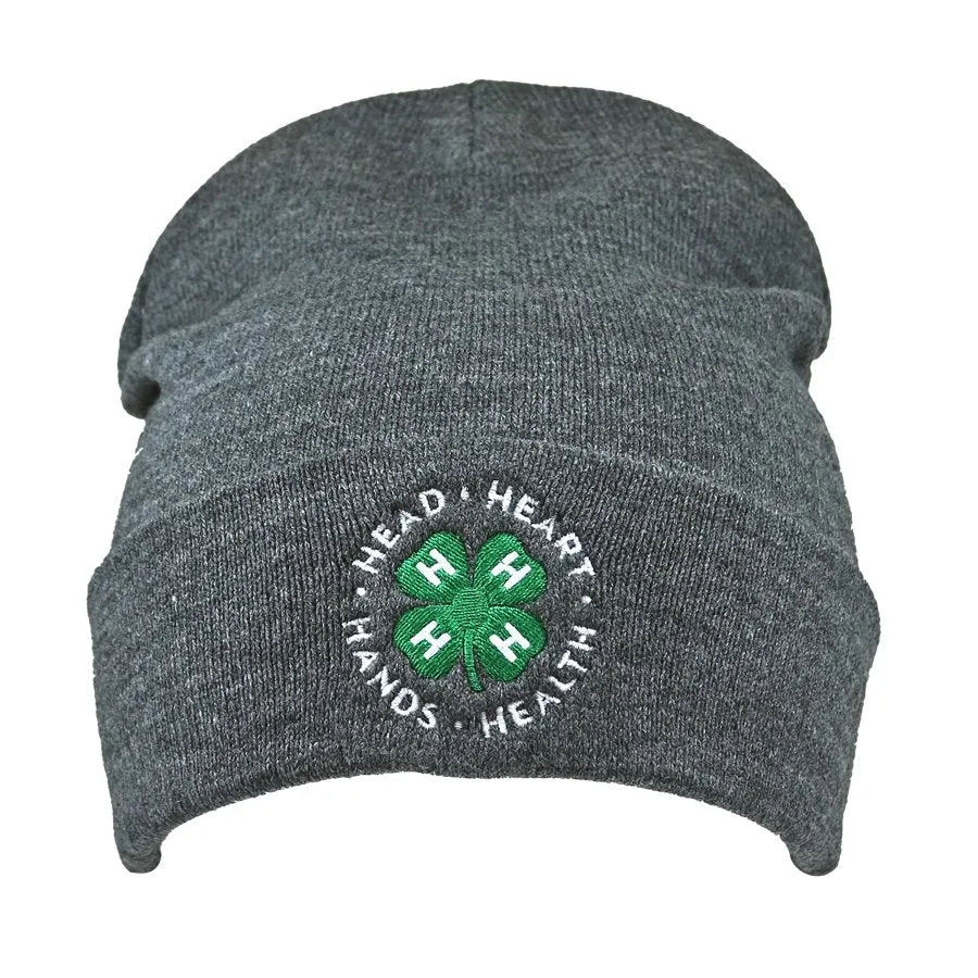 Embroidered Grey Beanie
