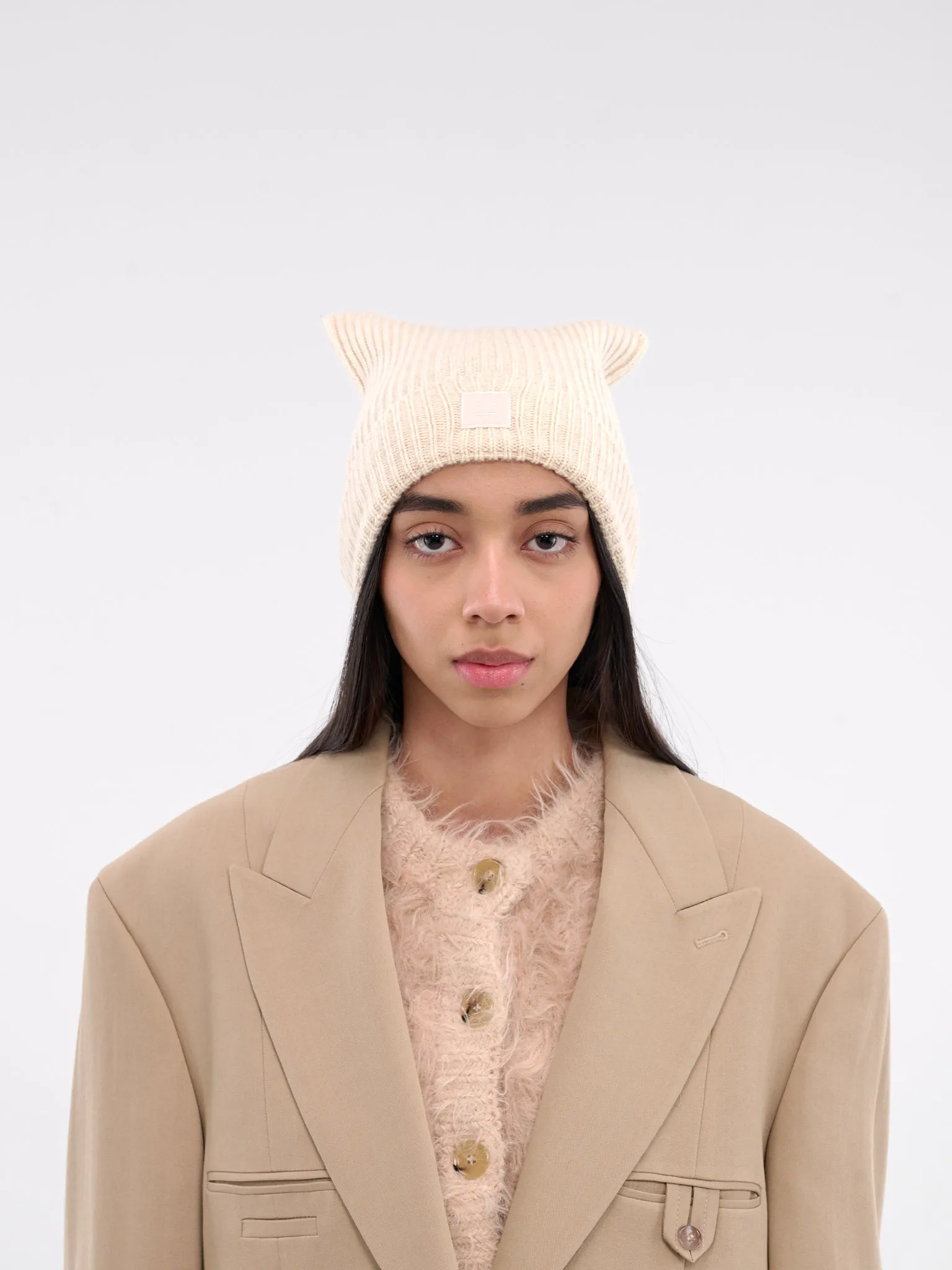 Face Logo Square Beanie (C40392-OATMEAL-MELANGE)