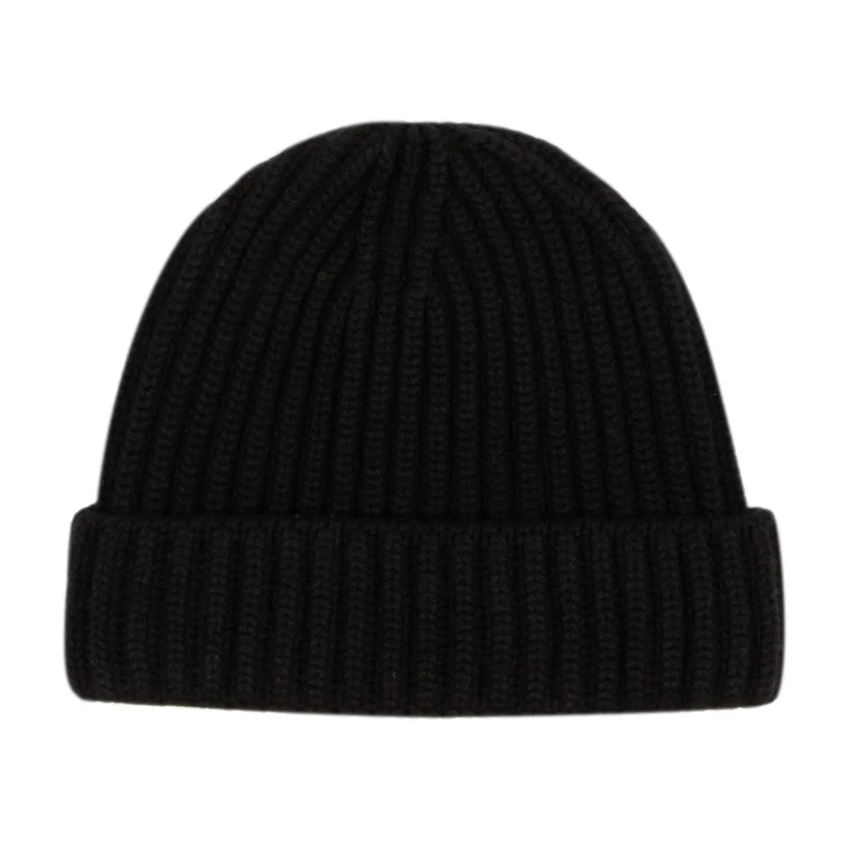 Fisherman Knit 8ply Cashmere Hat - Black