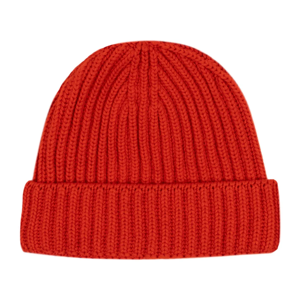 Fisherman Knit 8ply Cashmere Hat - Chilli