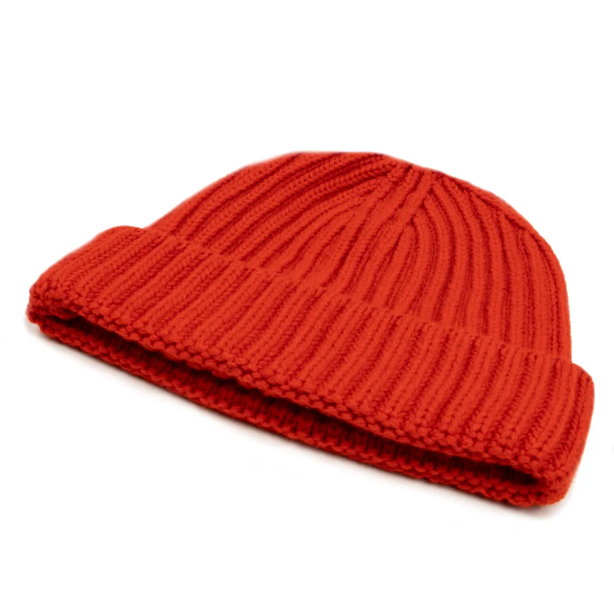 Fisherman Knit 8ply Cashmere Hat - Chilli