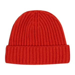Fisherman Knit 8ply Cashmere Hat - Chilli