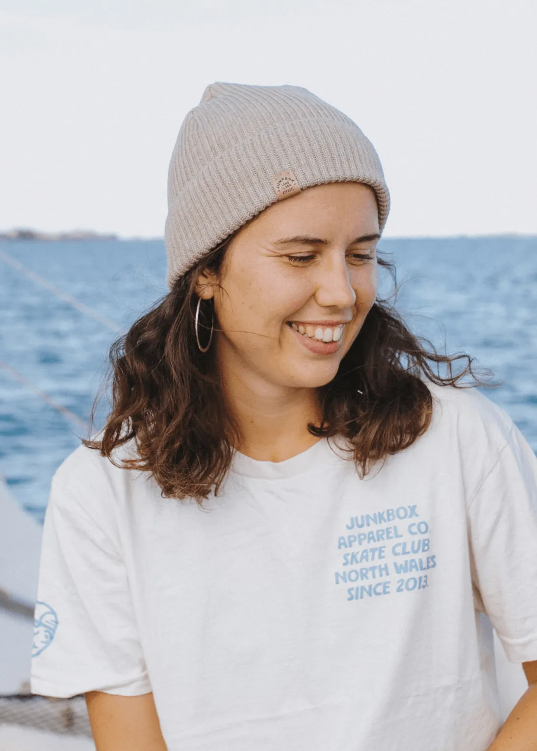 Fisherman Organic Beanie Hat in Heather Sand
