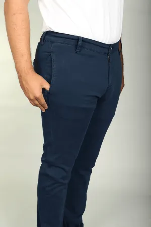 Flat Front Stretch Pants in Real Navy