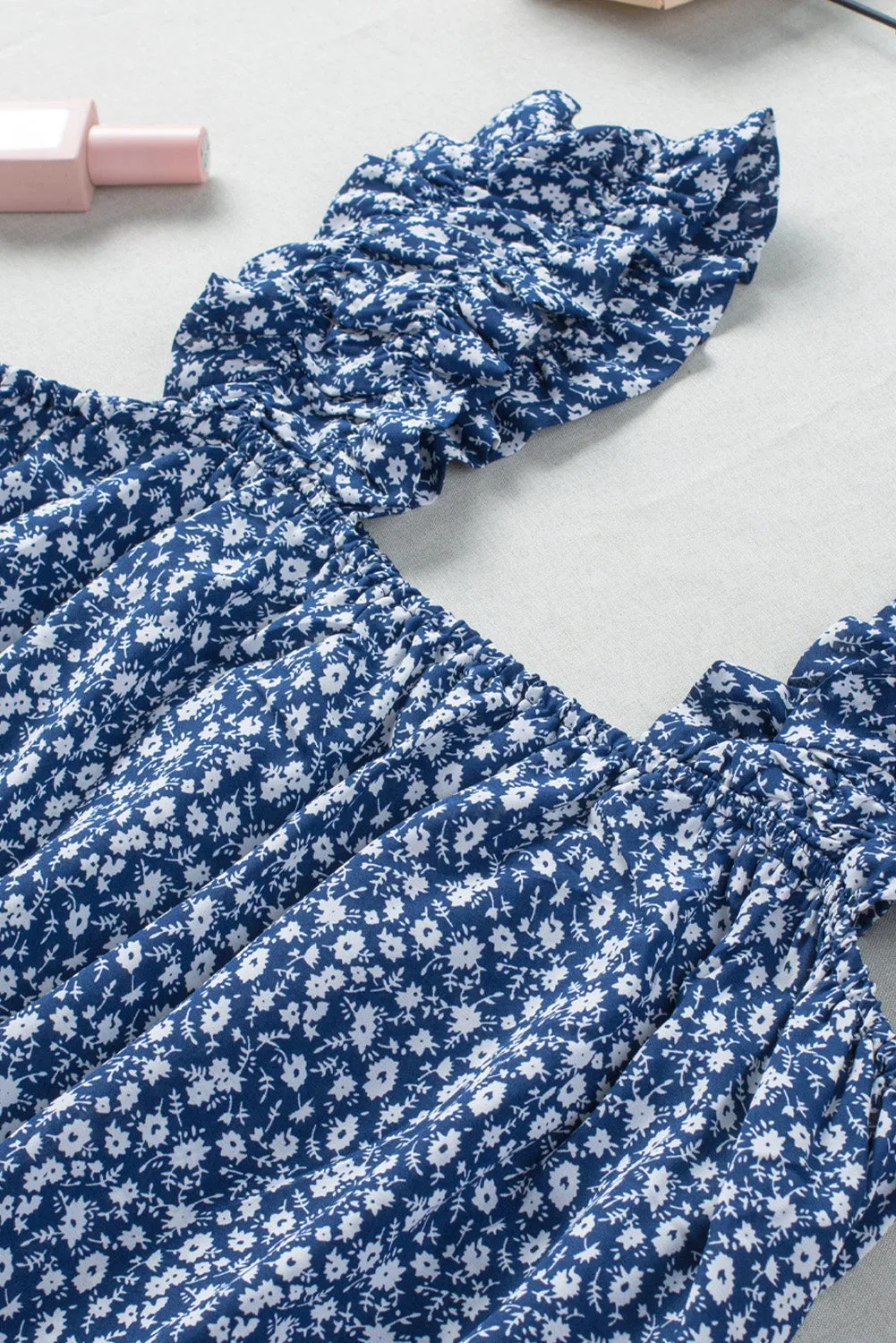 Floral Ruffled Straps Flowy Tank Top