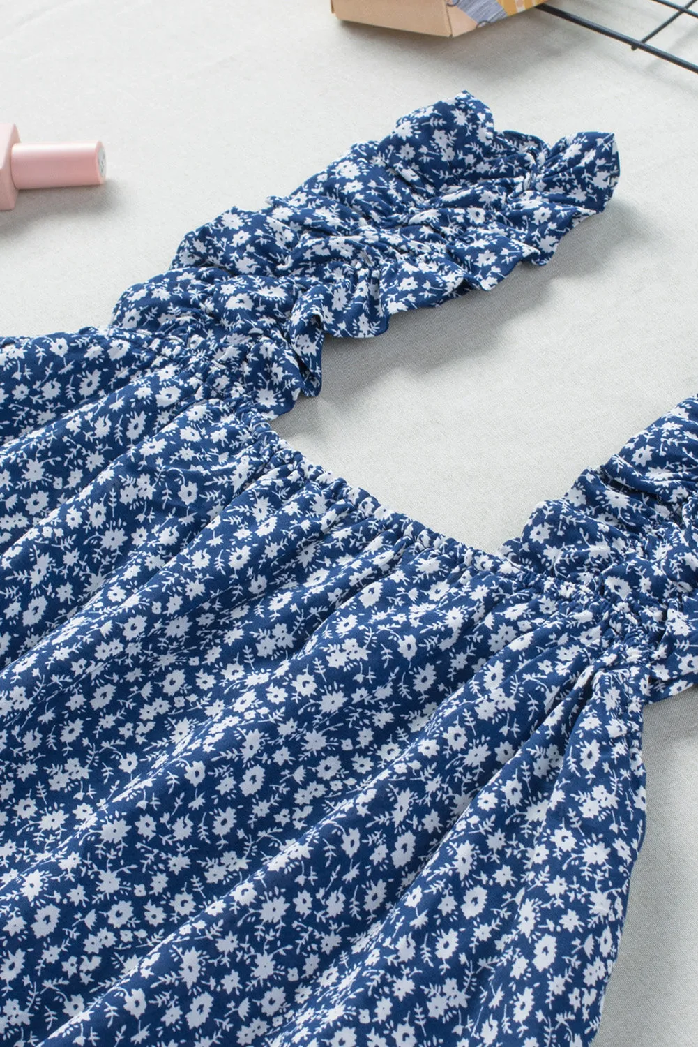 Floral Ruffled Straps Flowy Tank Top