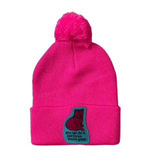 Focus Cat Winter Hat - Pink Pom