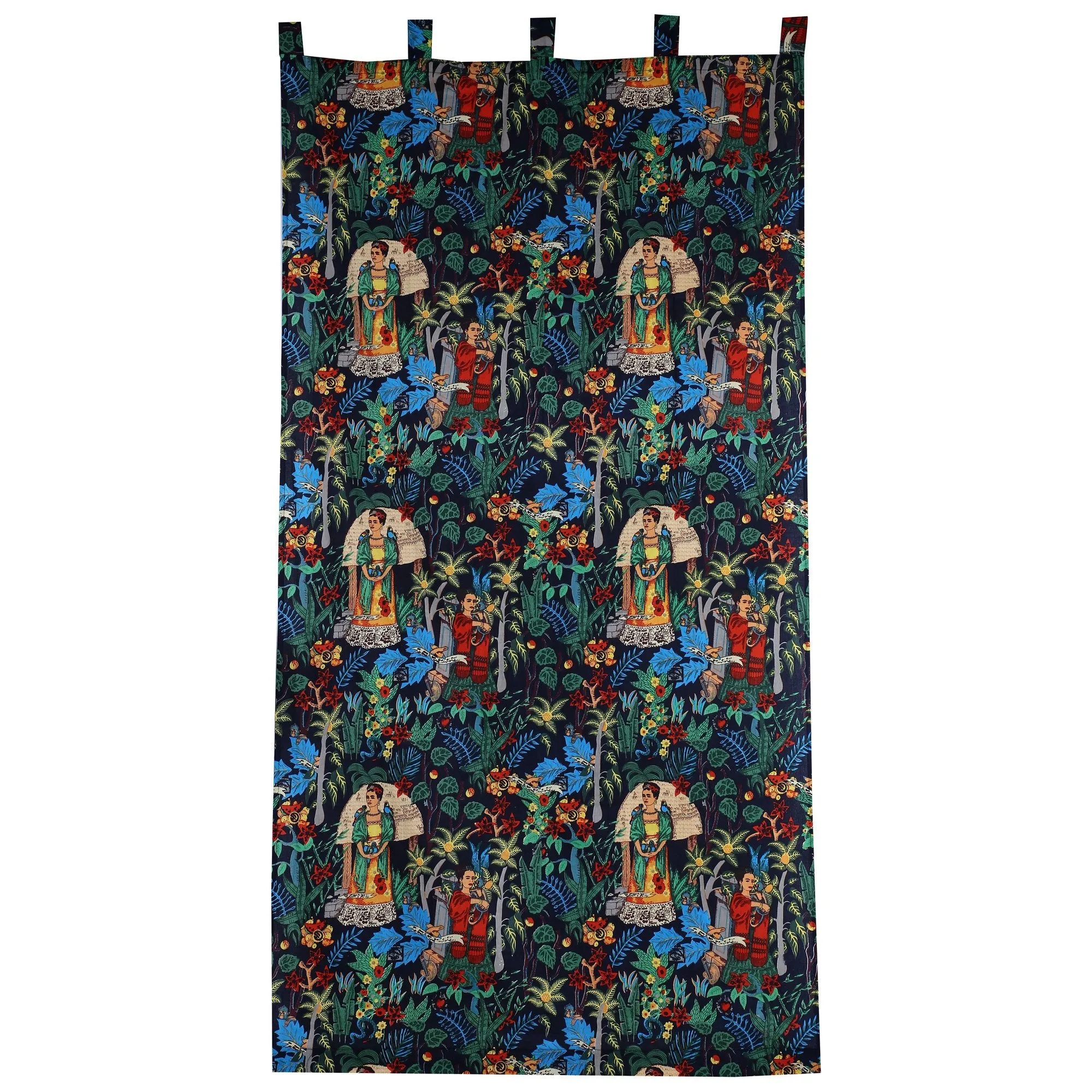 Frida Kahlo Cambric Curtain Pair Black