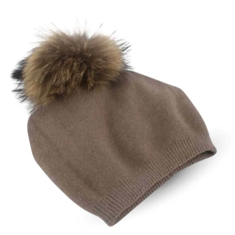 Fur Pom Pom Beanie Hat