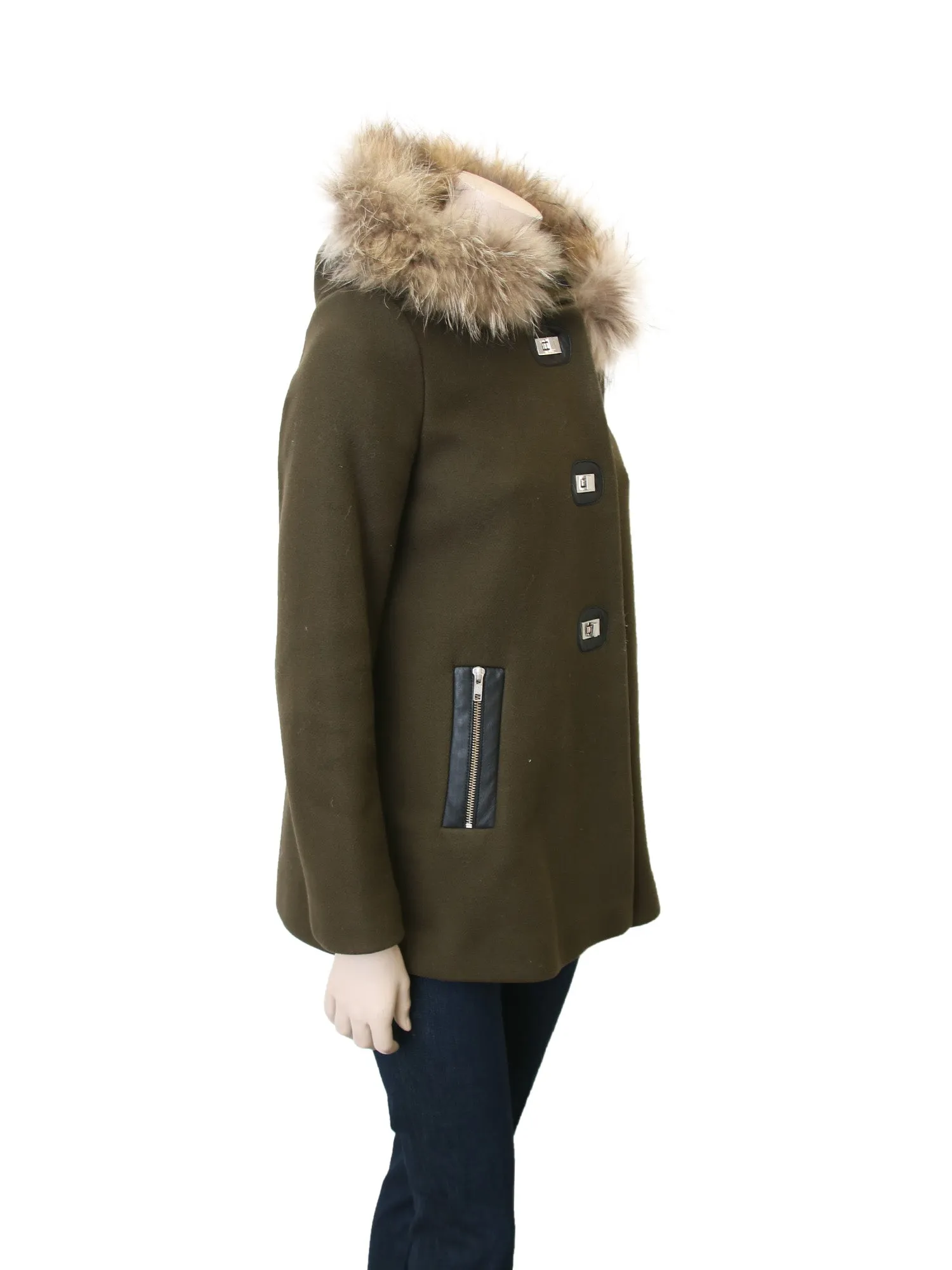 Fur-Trimmed Wool Coat
