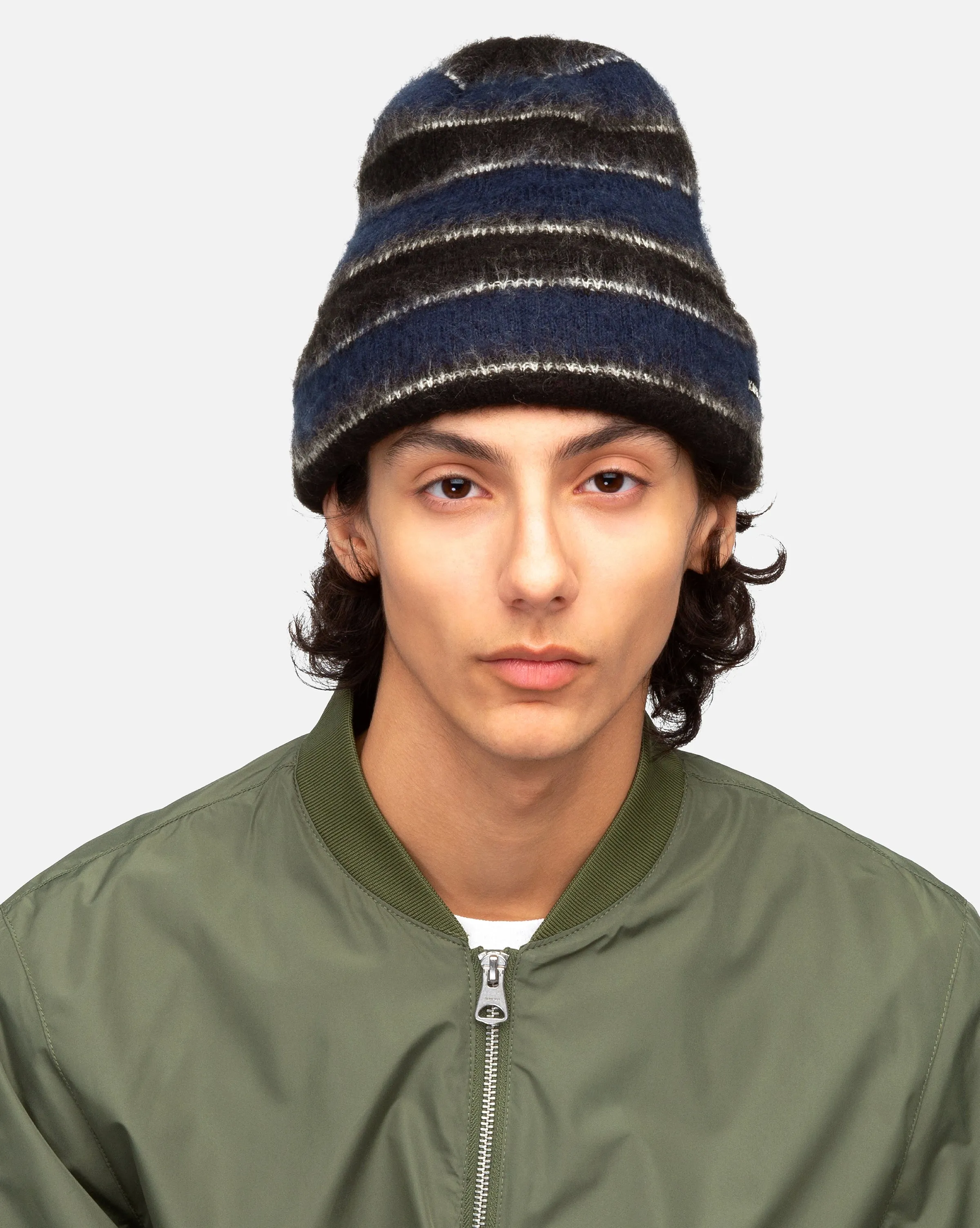 Fuzzy Stripe Beanie