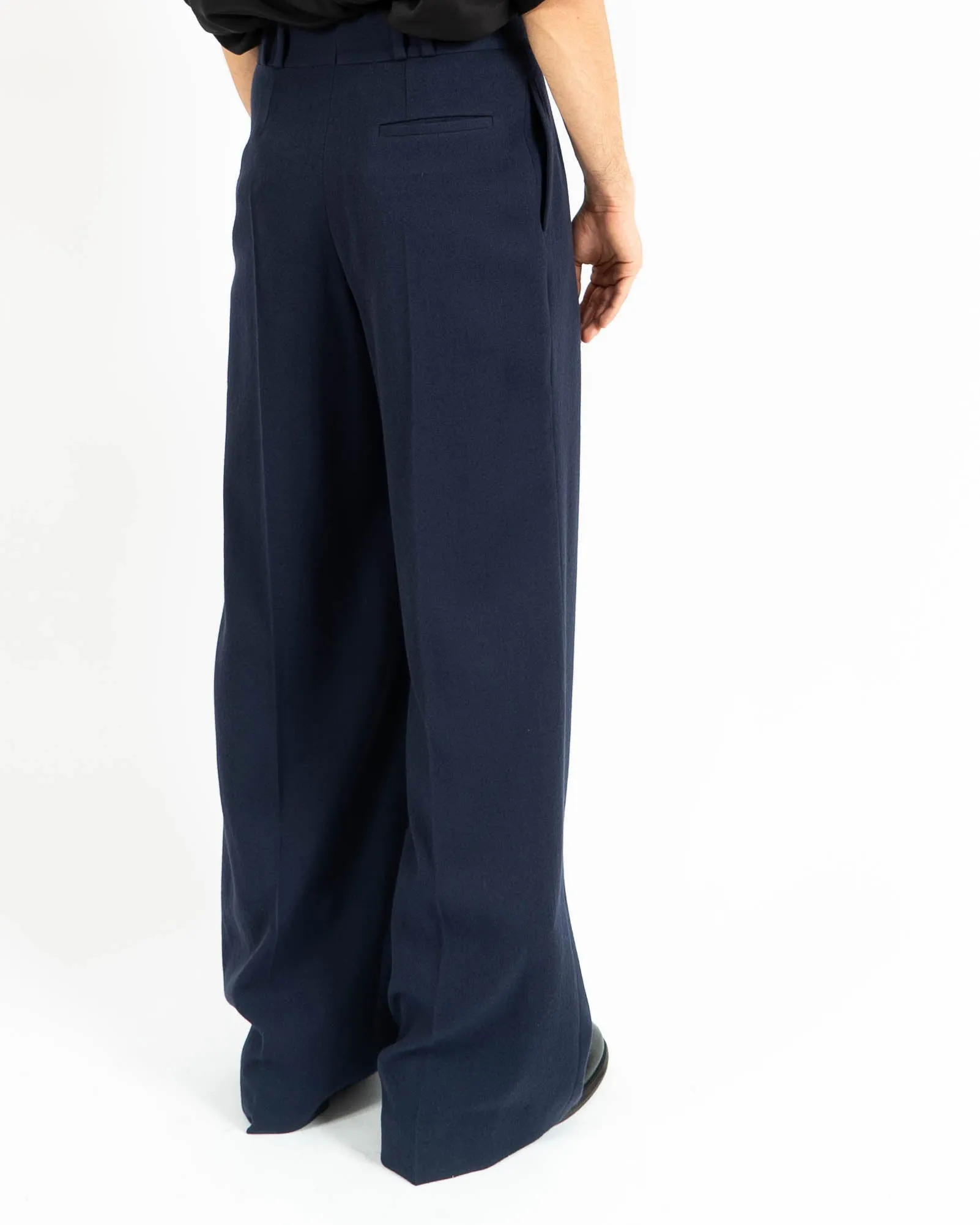 FW17 Blue Wool Pleated Oversized Trousers