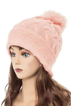 Genuine Fur Pom Pom Slouchy Beanie