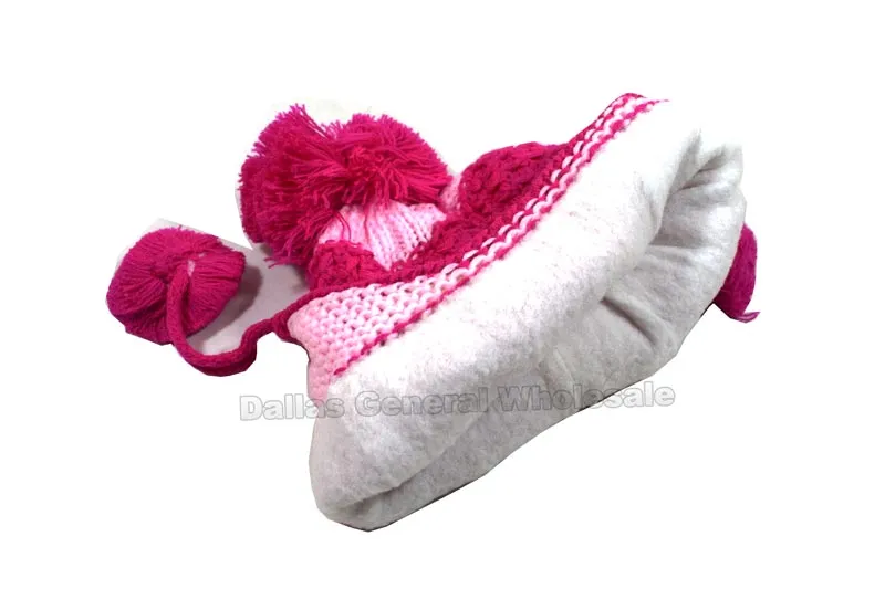 Girls Bees Knitted Toboggan Beanies Wholesale