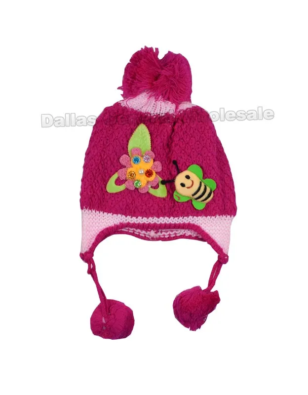 Girls Bees Knitted Toboggan Beanies Wholesale