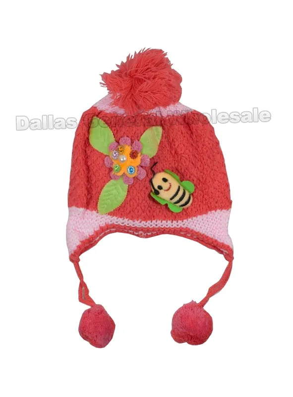 Girls Bees Knitted Toboggan Beanies Wholesale