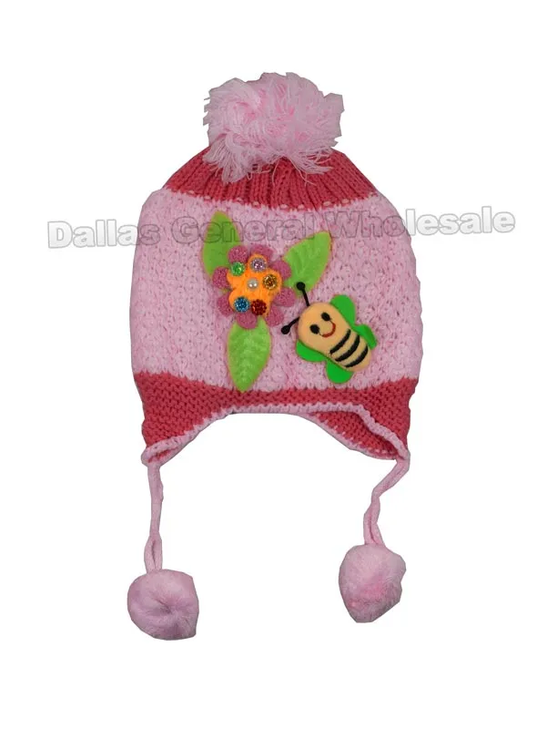 Girls Bees Knitted Toboggan Beanies Wholesale