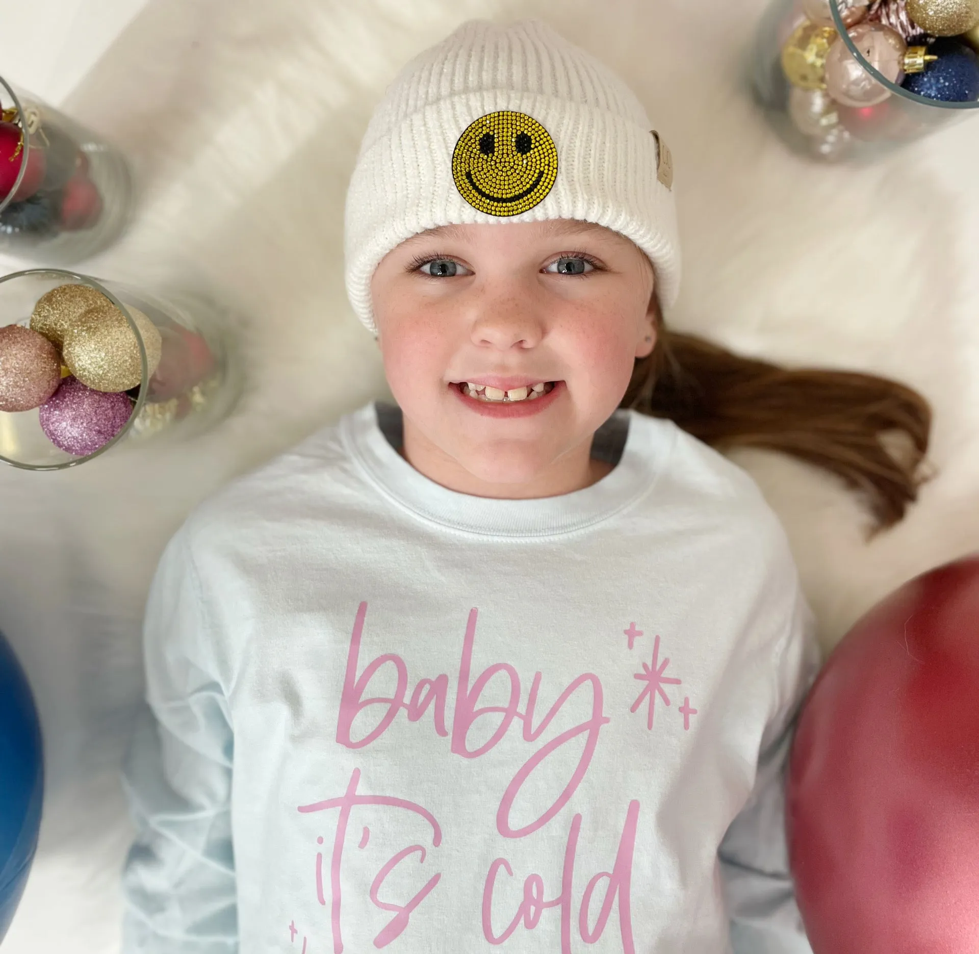 Girls Cream Beanie