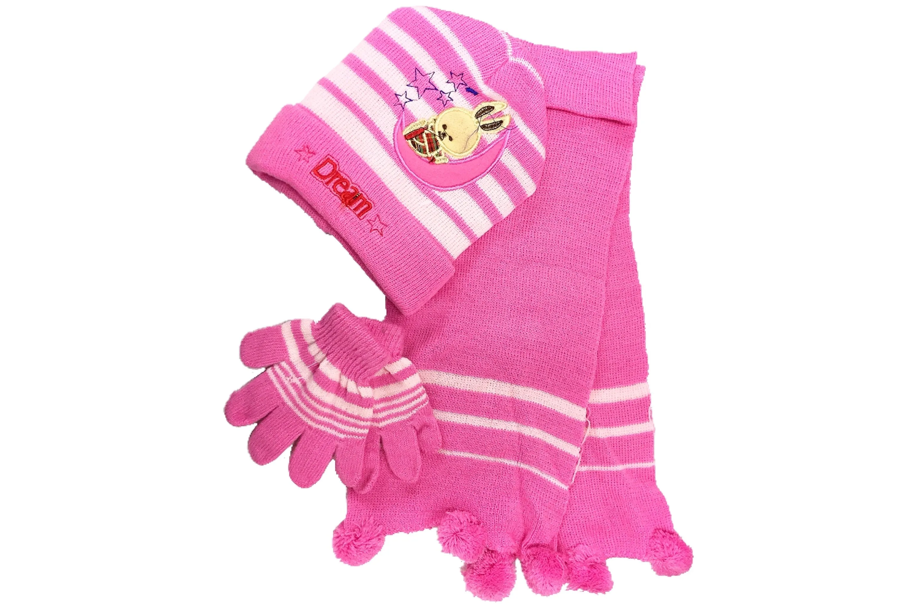 Girls' Scarf, Hat & Gloves Winter Cold Knit Set (3-Piece Set)