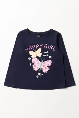 Glitter Long Sleeve T-Shirt Navy