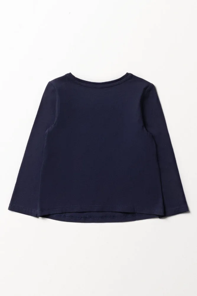 Glitter Long Sleeve T-Shirt Navy