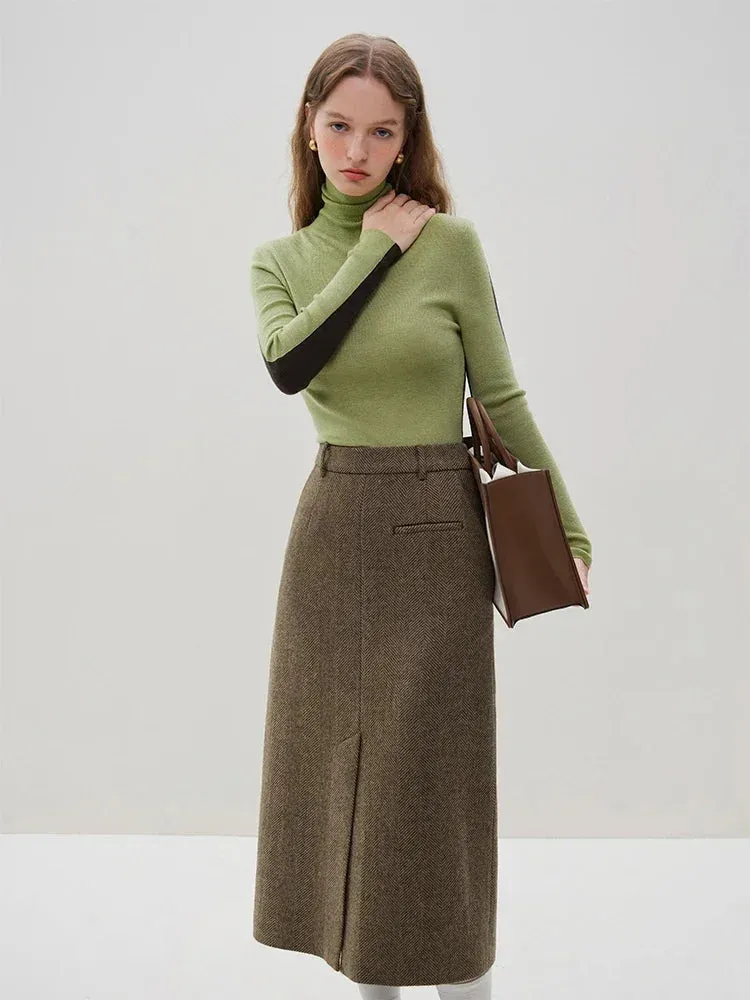 Graceful Double Brested Wool Front Spilt Top