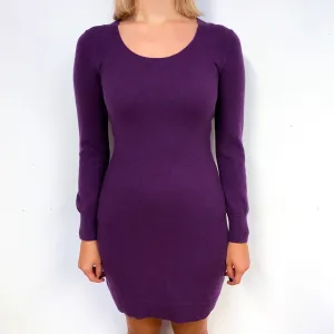 Grape Purple Cashmere Crew Neck Dress Small