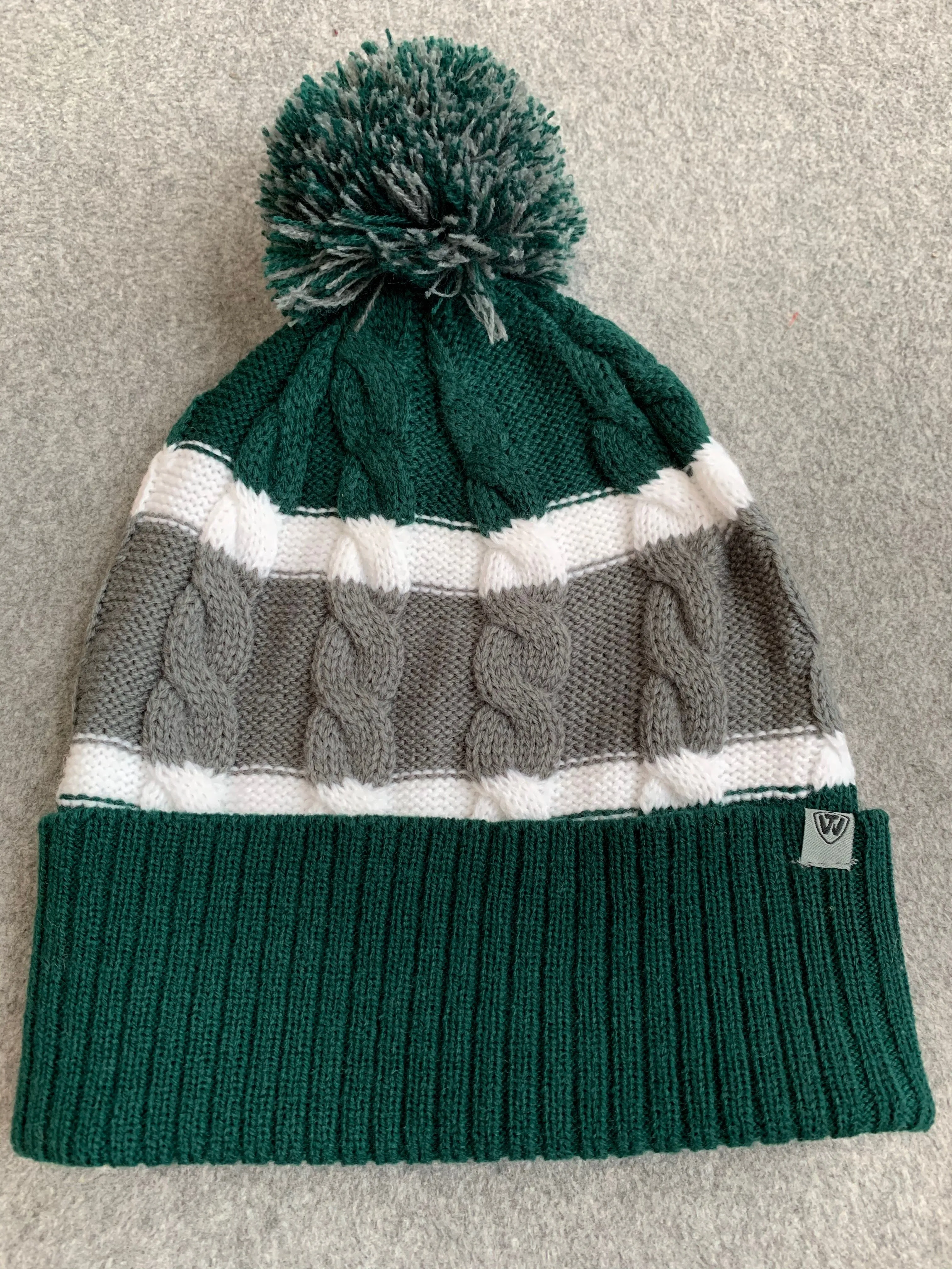 Gray & Green Oregon Ducks Fold Over Pom Beanie