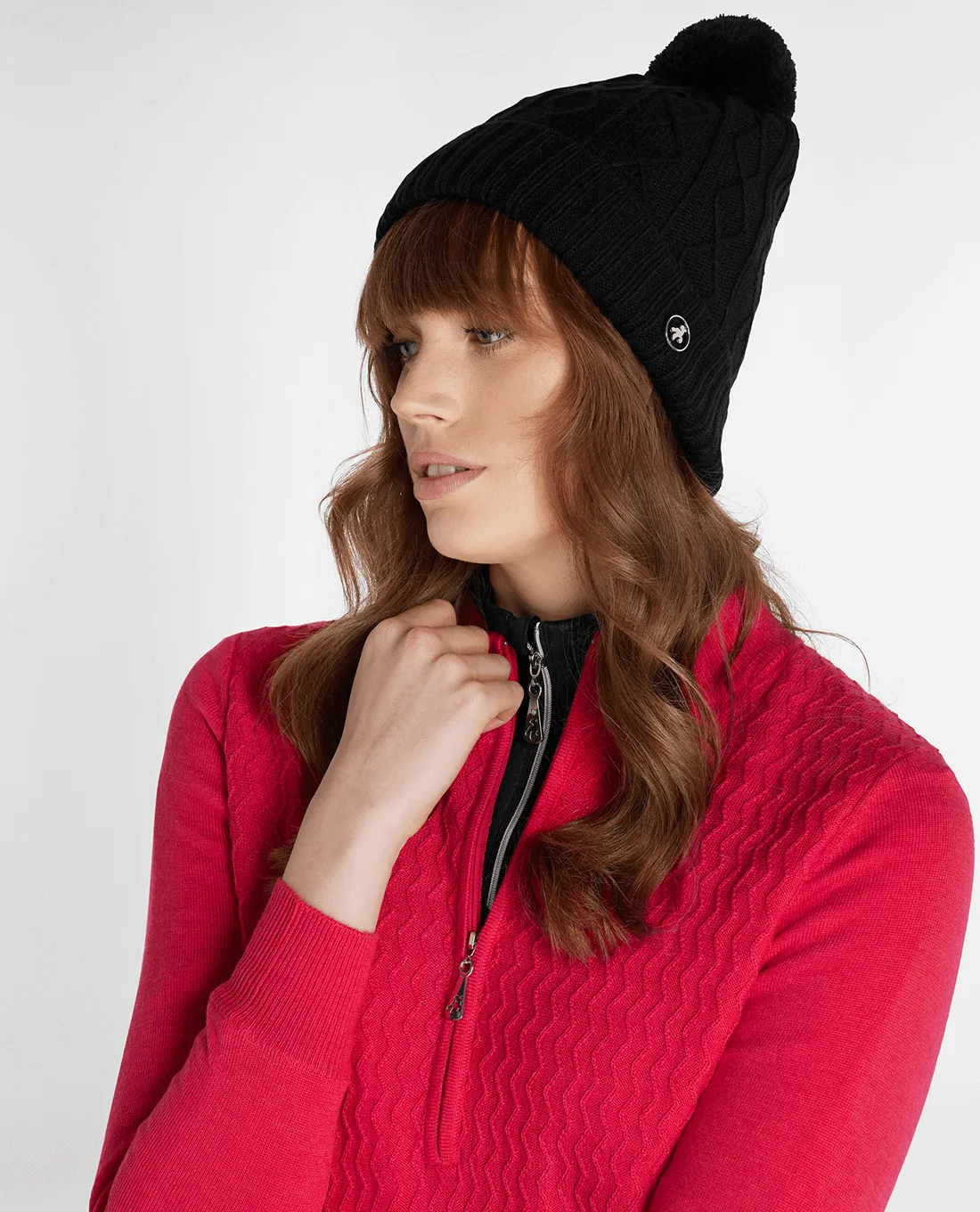 GREEN LAMB Imogen Fleece Lined Cable Beanie Black