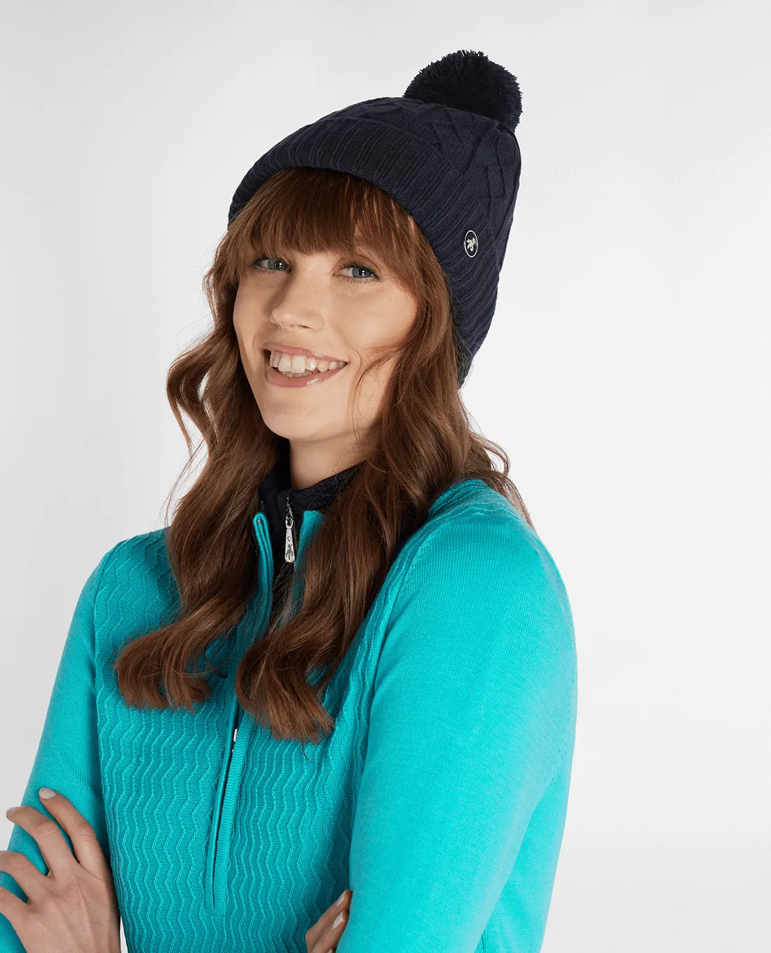 GREEN LAMB Imogen Fleece Lined Cable Beanie Navy