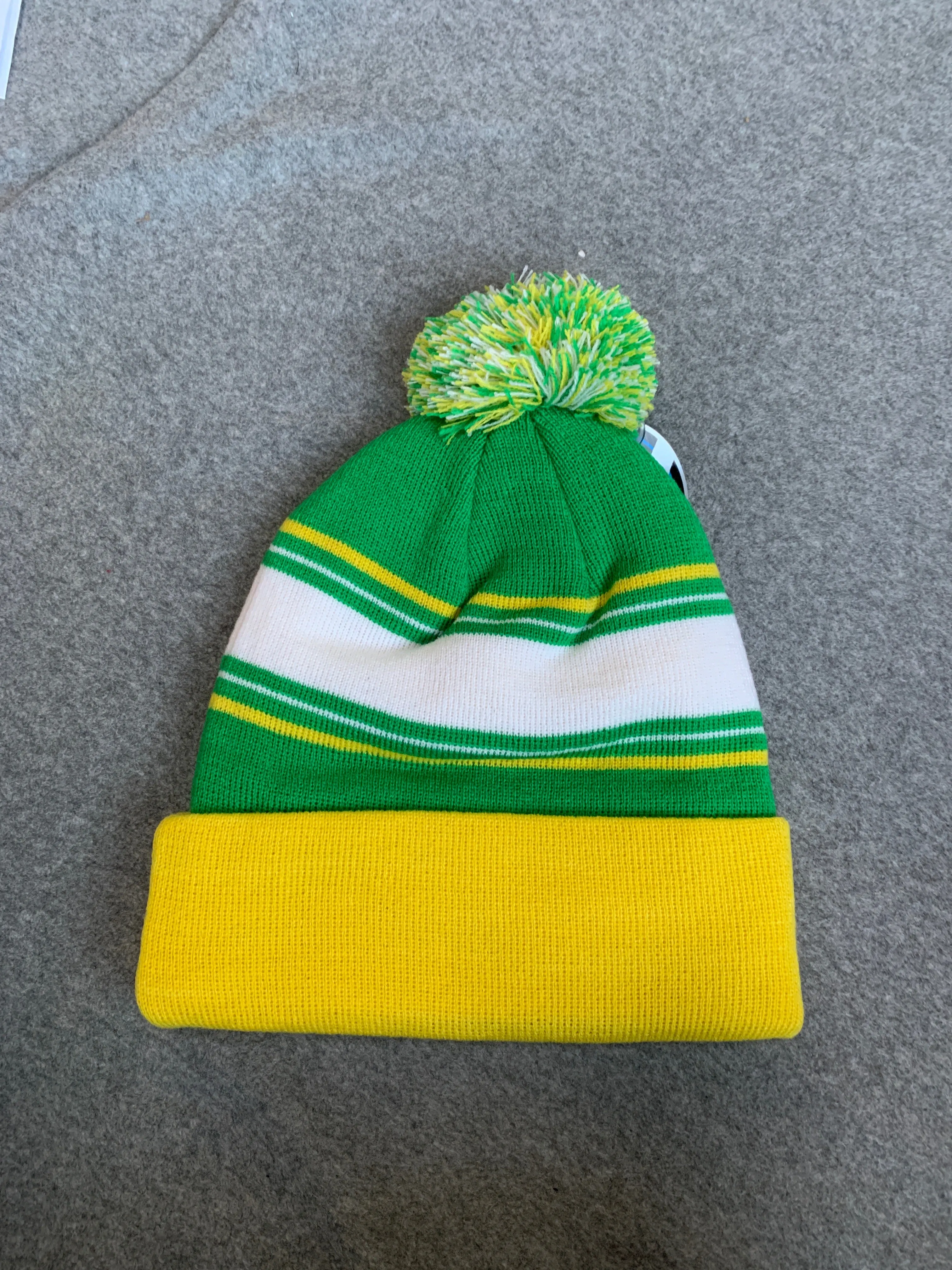 Green, Yellow & White Oregon Ducks Fold Over Beanie