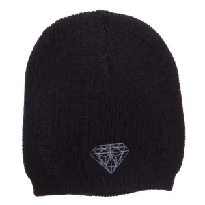 Grey Diamond Embroidered Rib Beanie
