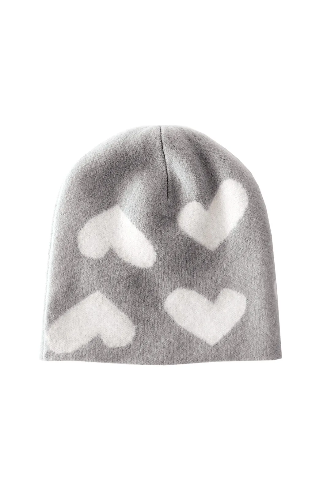Imperfect Heart Jacquard Cashmere Beanie, H. Grey