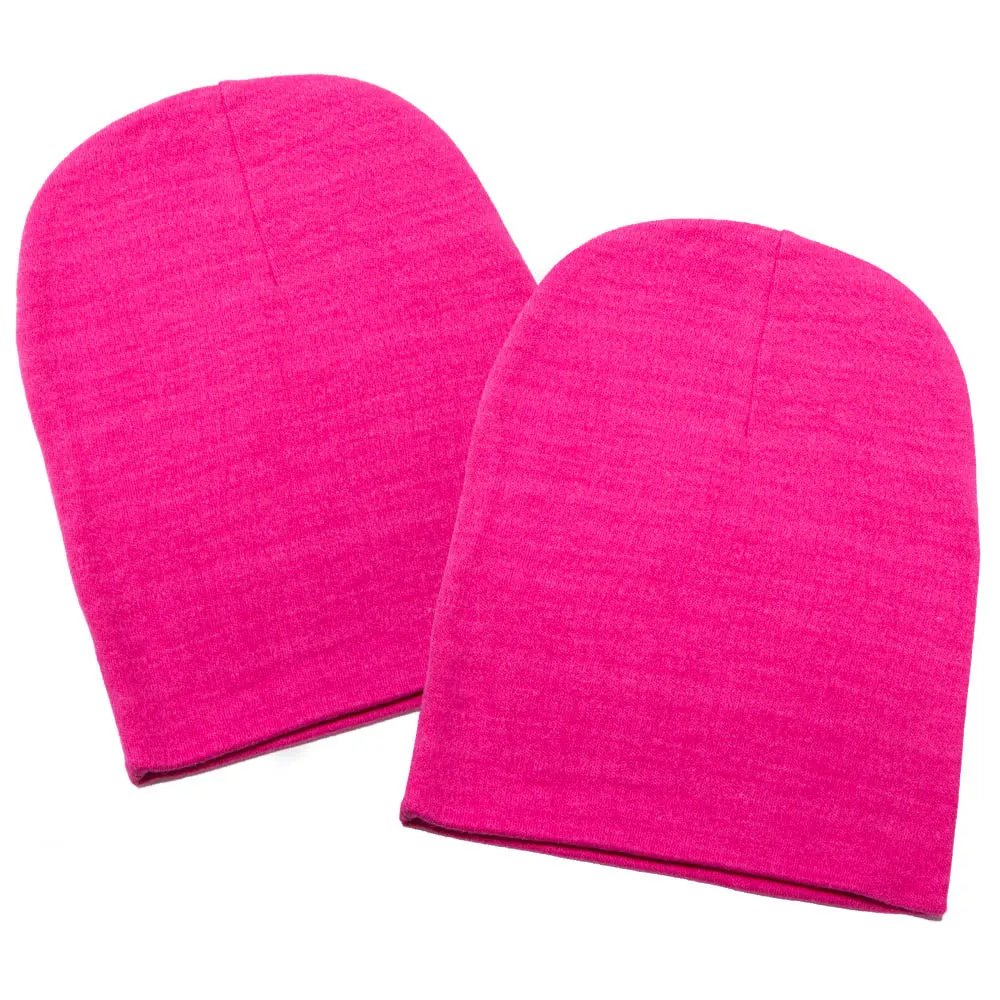 Infant Baby 100% Cotton Knit Beanie Cap Hat Same Color - Pack of 2