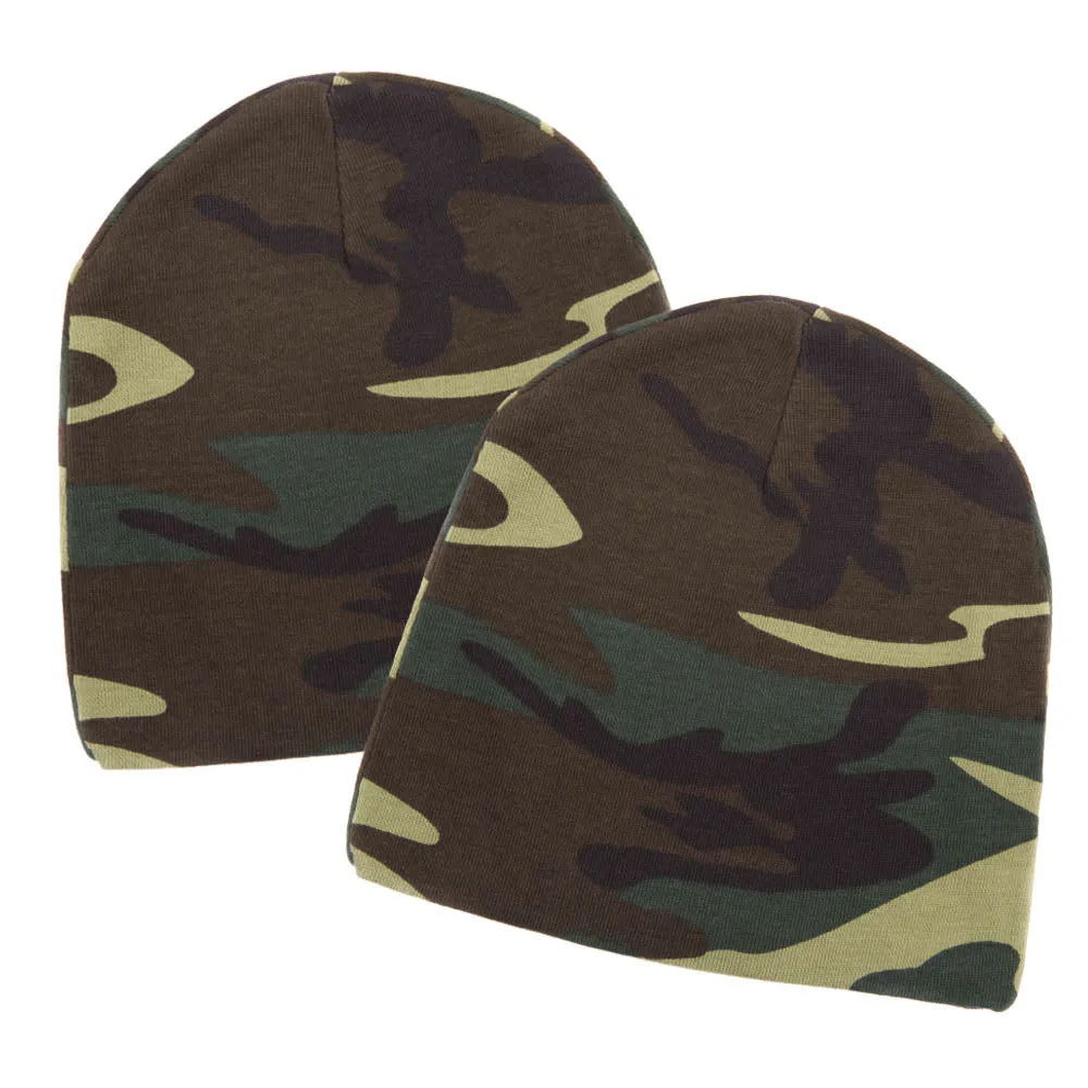 Infant Baby 100% Cotton Knit Beanie Cap Hat Same Color - Pack of 2